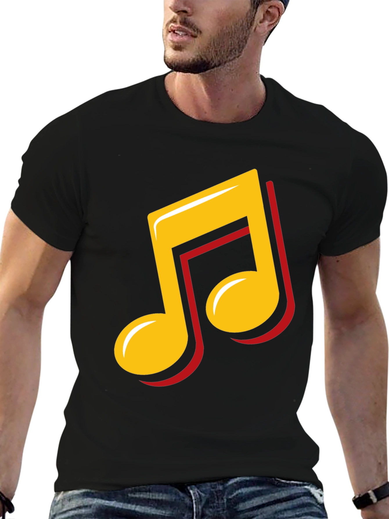 Music Note Graphic Tee - Stylish Black T-Shirt