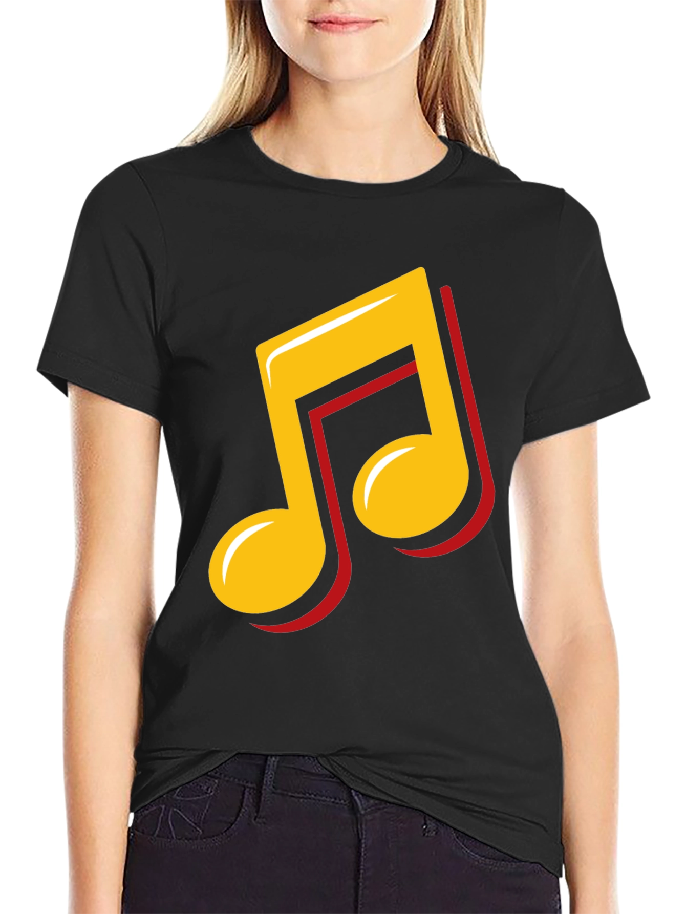 Music Note Graphic Tee - Stylish Black T-Shirt