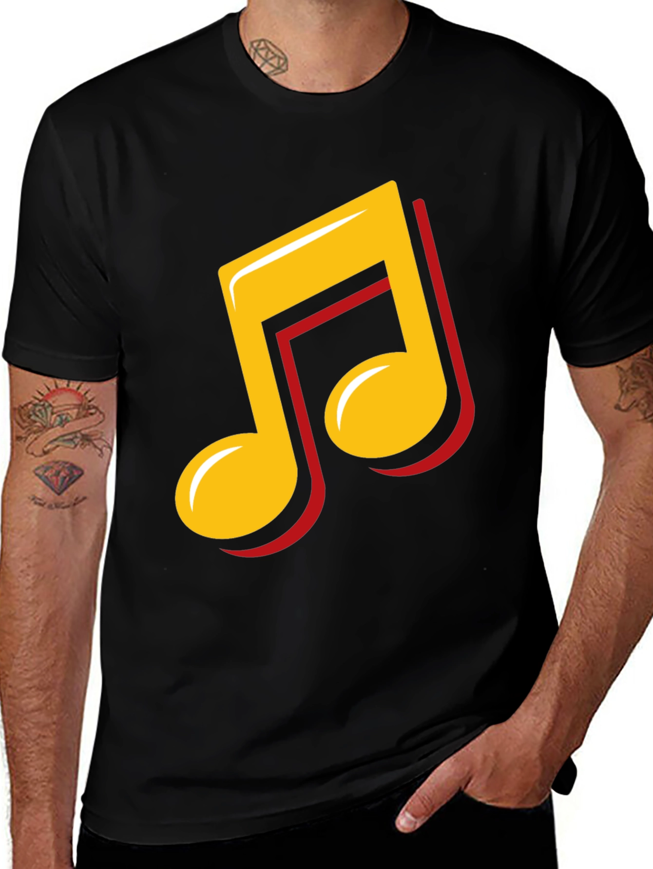 Music Note Graphic Tee - Stylish Black T-Shirt