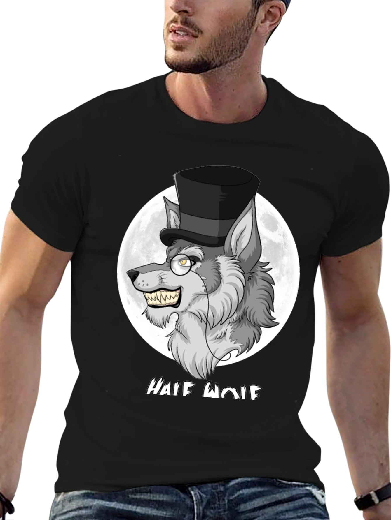 Half Wolf Graphic Tee - Unique Design