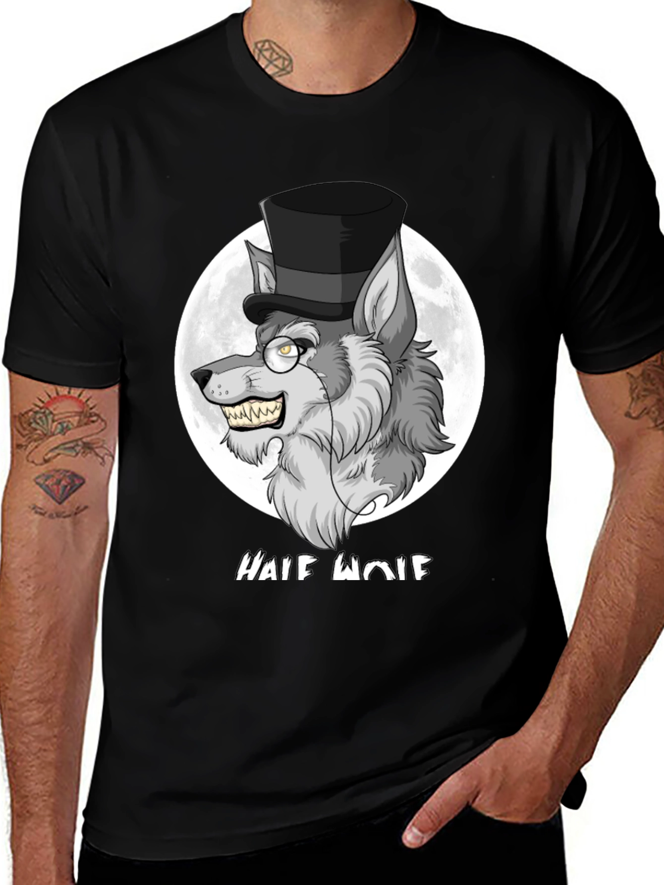 Half Wolf Graphic Tee - Unique Design