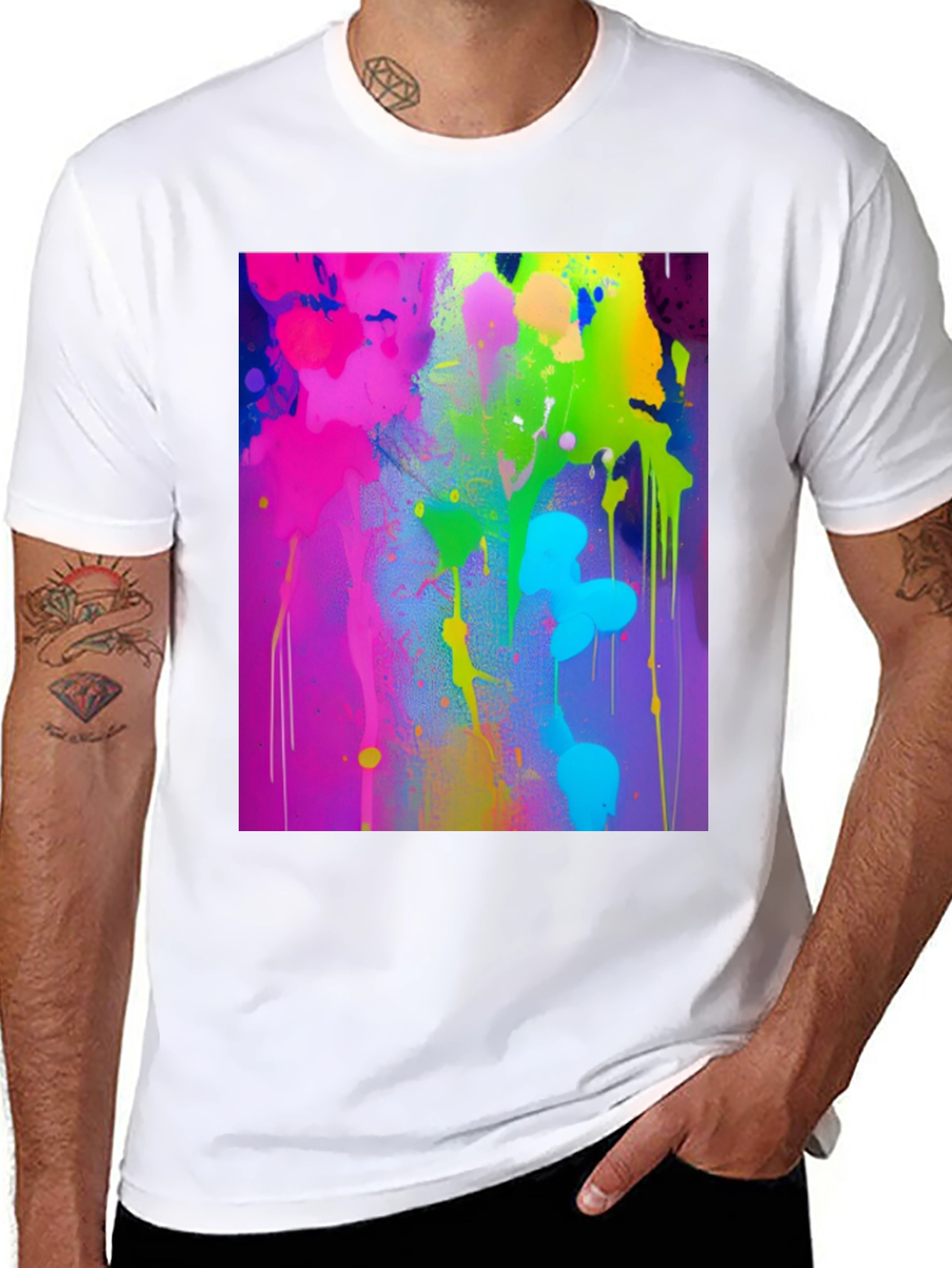 Vibrant Paint Splatter Graphic Tee