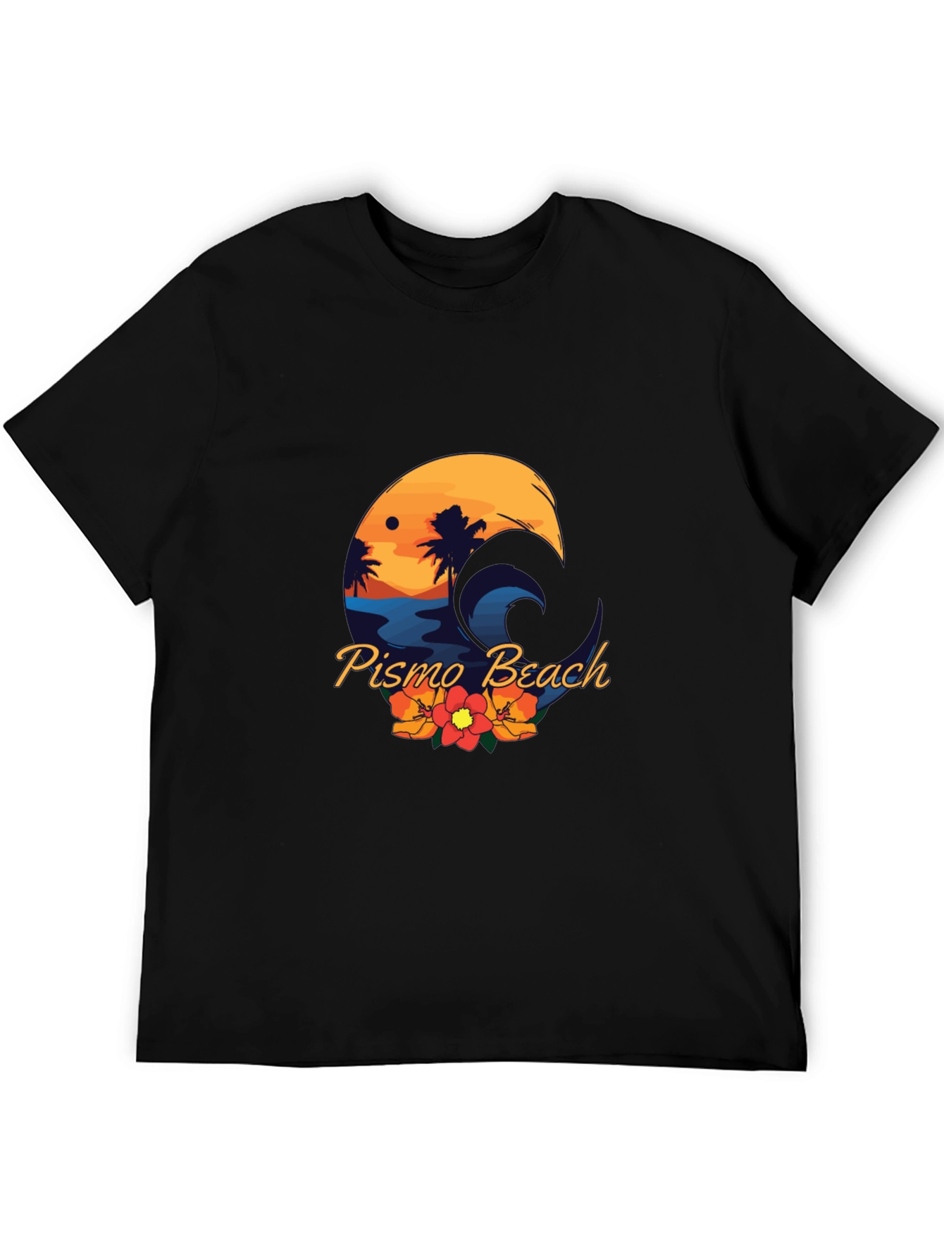 Pismo Beach Graphic Tee - Sunset Palms & Waves