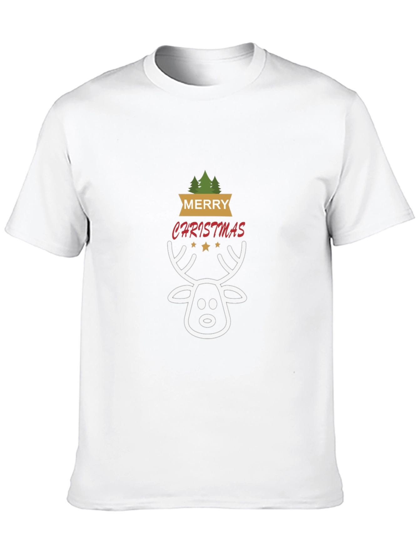 Merry Christmas Reindeer Graphic Tee - Holiday Cheer