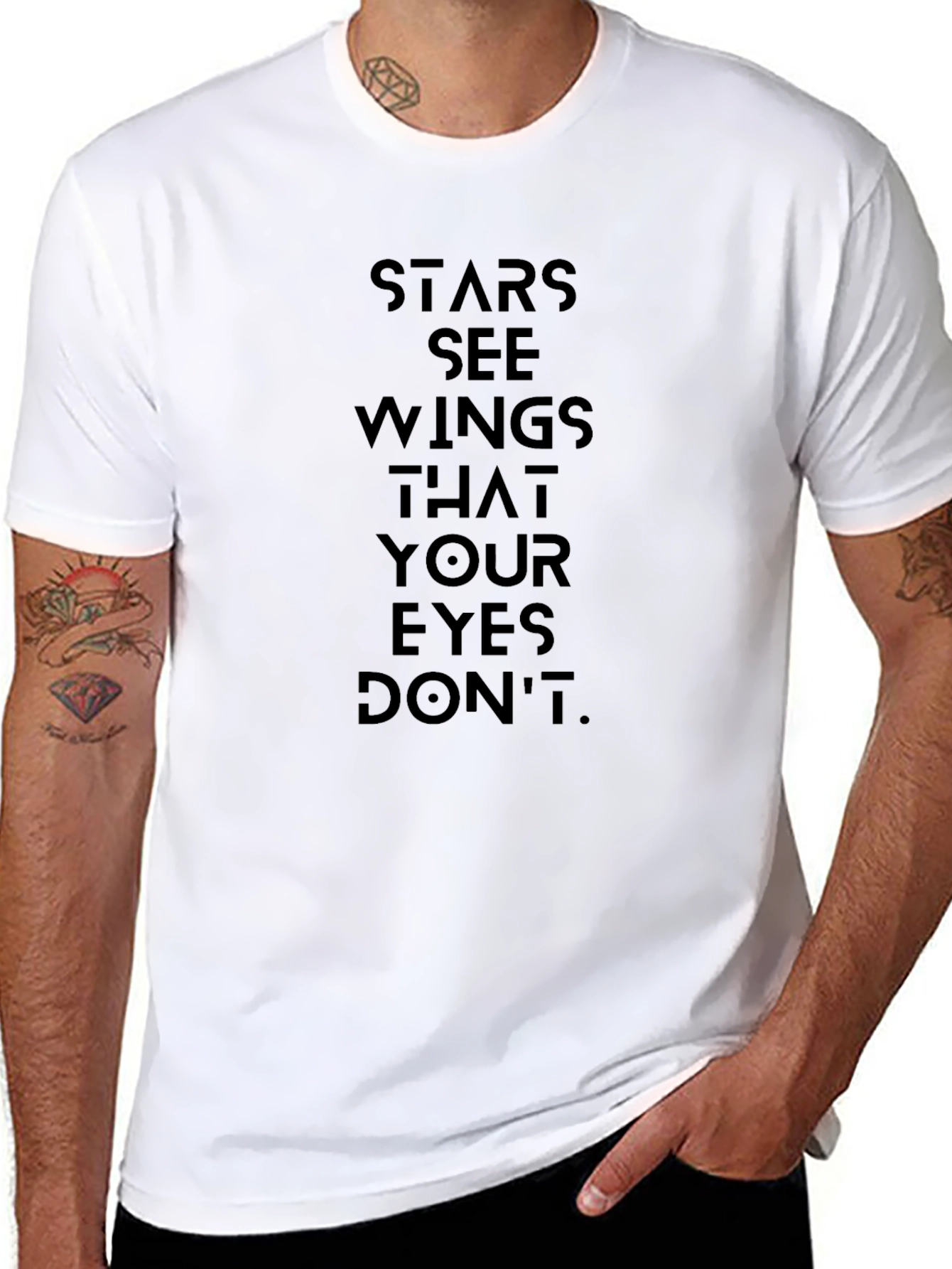 Stars See Wings T-Shirt - Black Graphic Tee