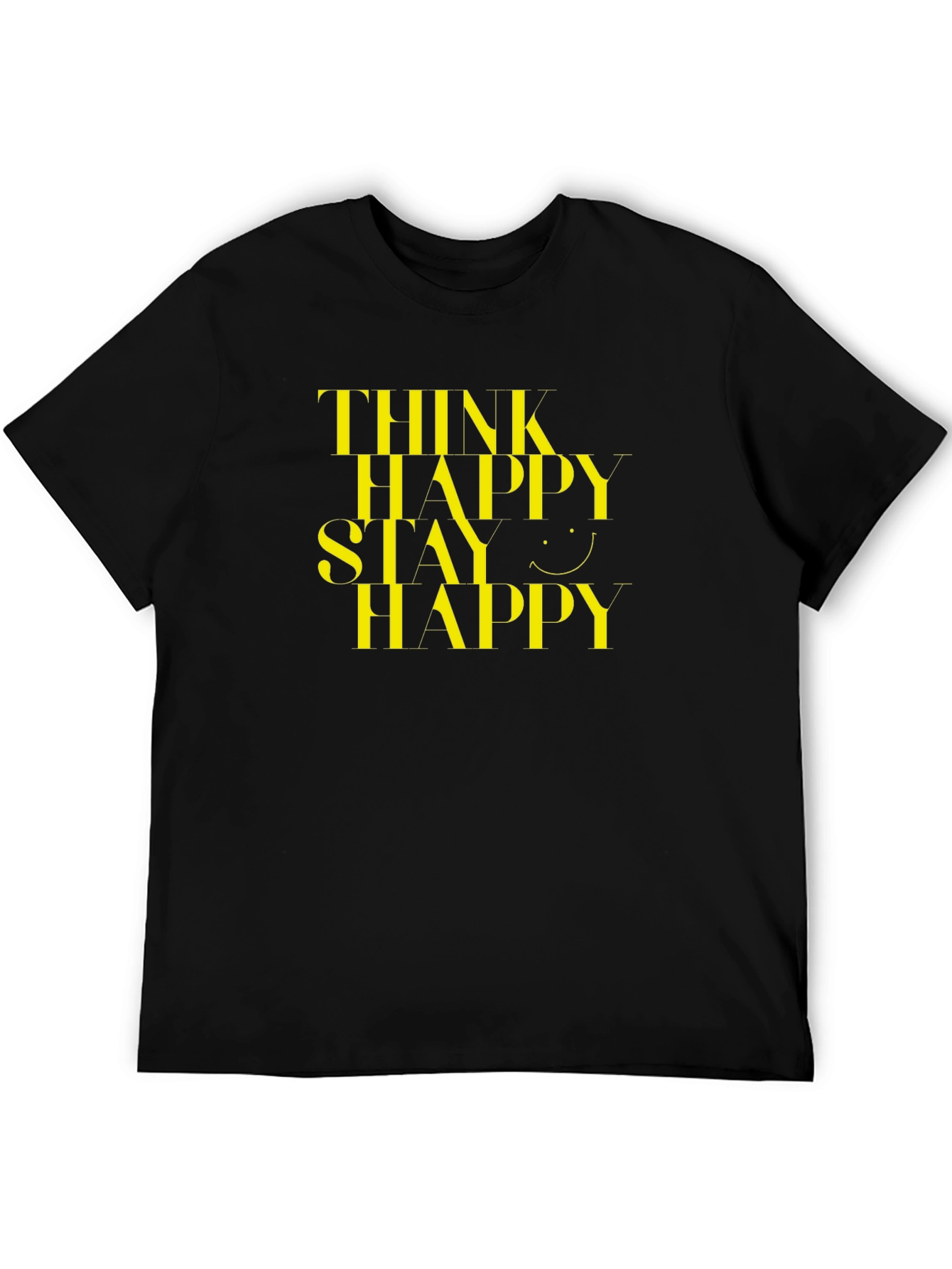 Think Happy Stay Happy Black Graphic Tee