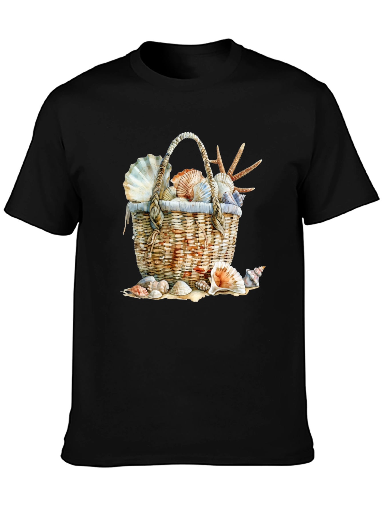 Seashell Basket Graphic Tee - Beach Lover T-Shirt