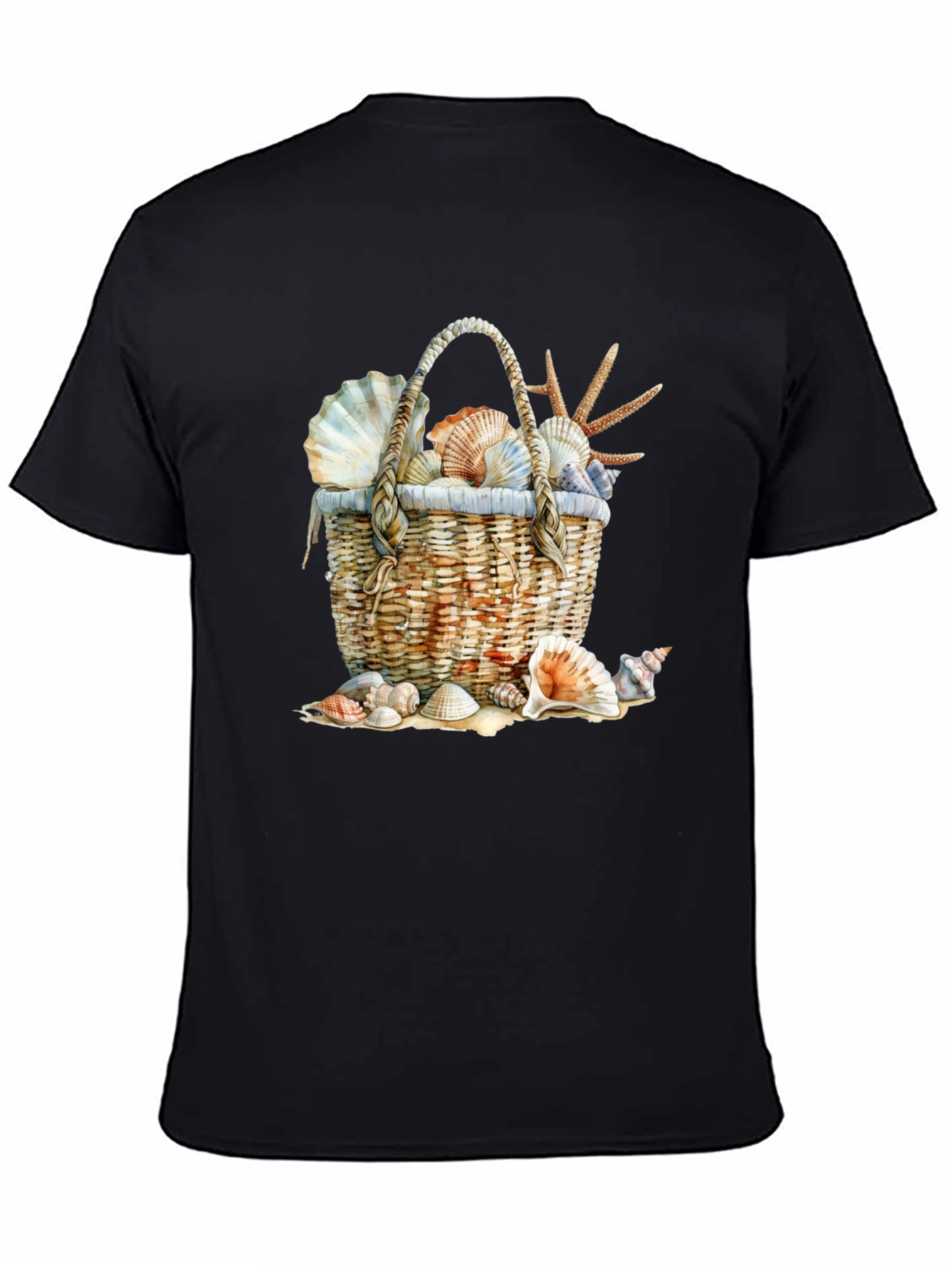 Seashell Basket Graphic Tee - Beach Lover T-Shirt