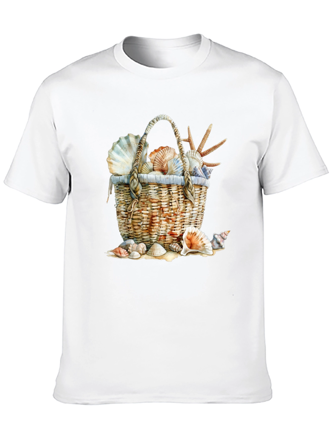 Seashell Basket Graphic Tee - Beach Lover T-Shirt