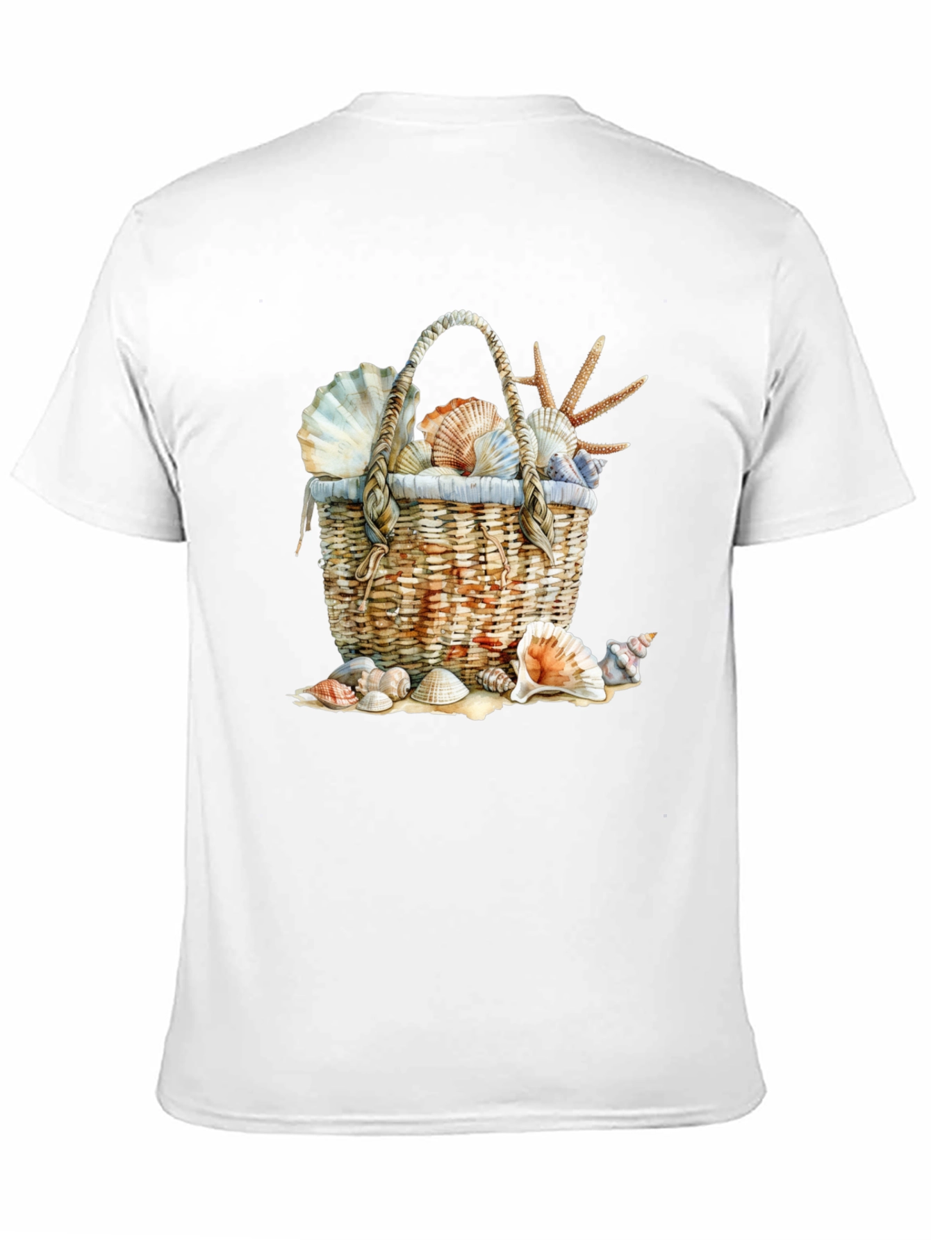 Seashell Basket Graphic Tee - Beach Lover T-Shirt
