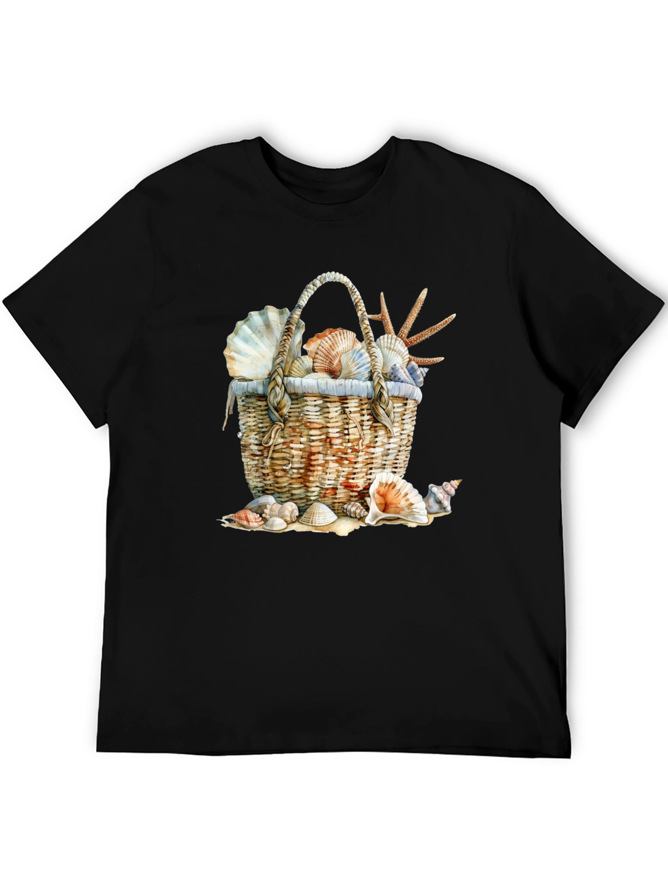 Seashell Basket Graphic Tee - Beach Lover T-Shirt