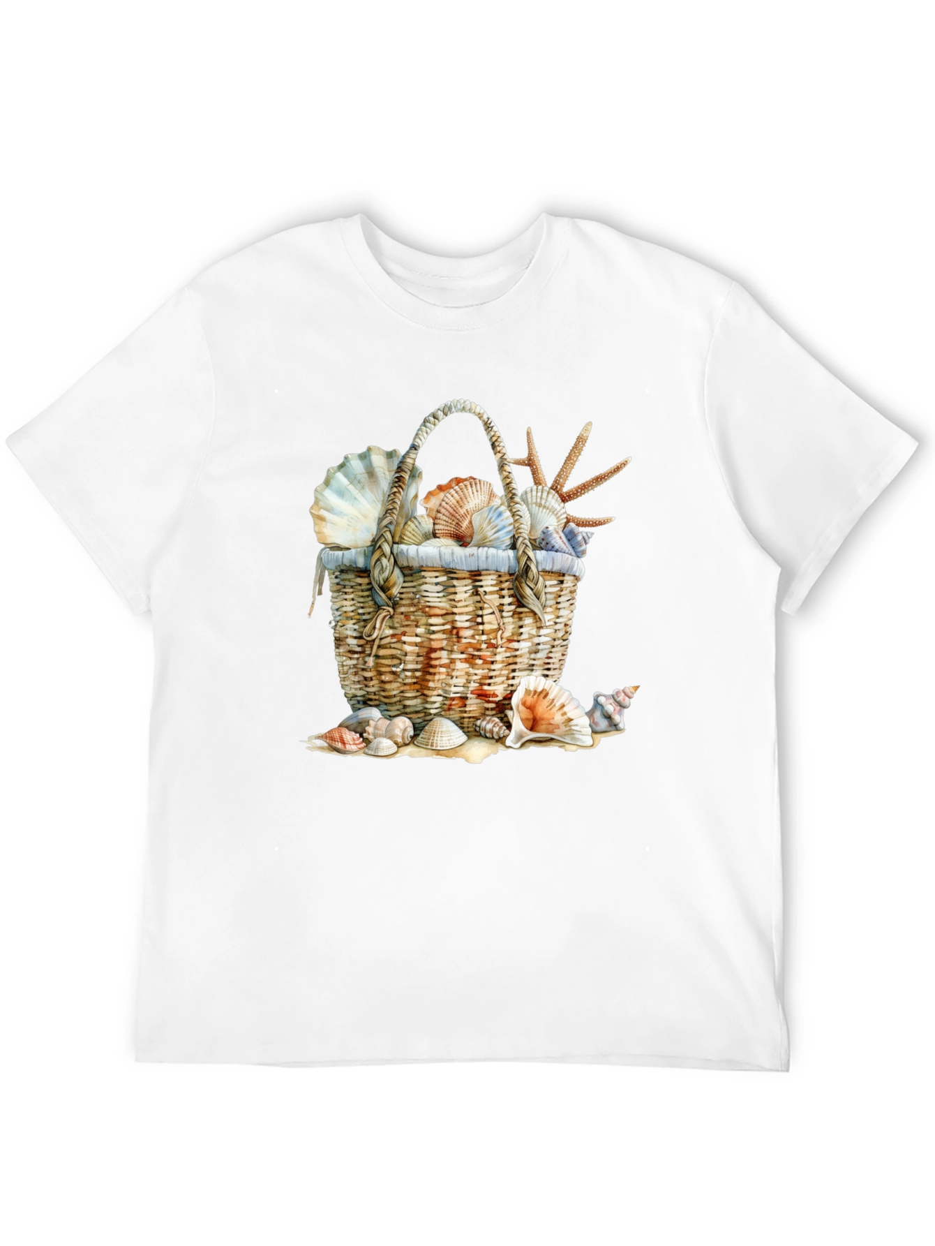 Seashell Basket Graphic Tee - Beach Lover T-Shirt
