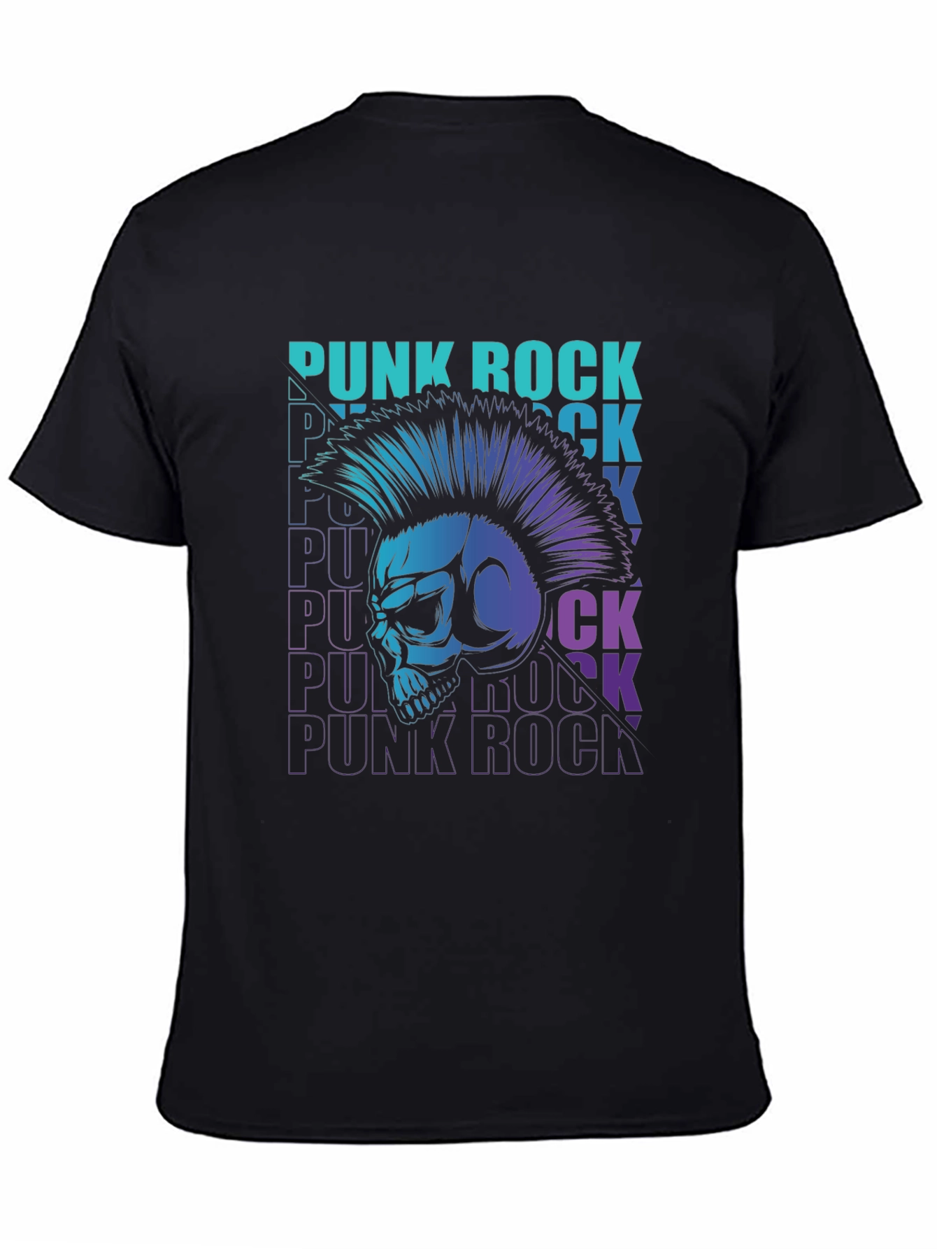 Punk Rock Skull Graphic Tee - Mens Black T-Shirt
