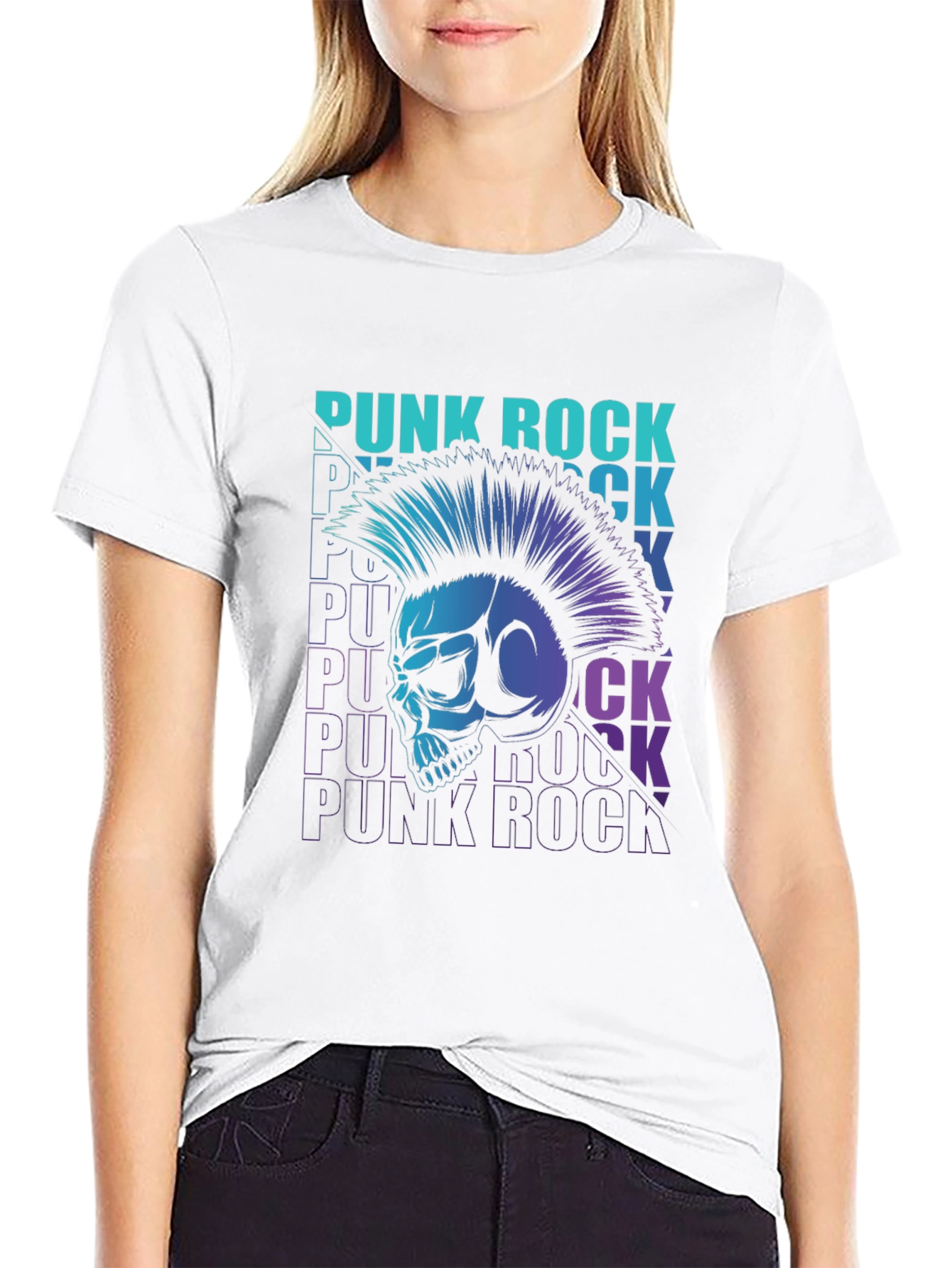 Punk Rock Skull Graphic Tee - Mens Black T-Shirt