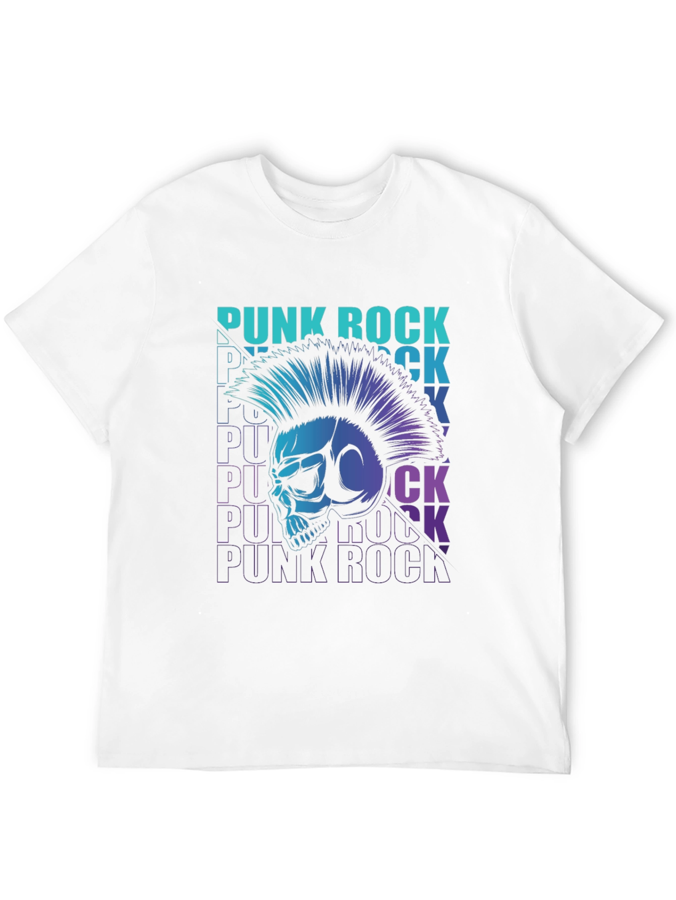 Punk Rock Skull Graphic Tee - Mens Black T-Shirt