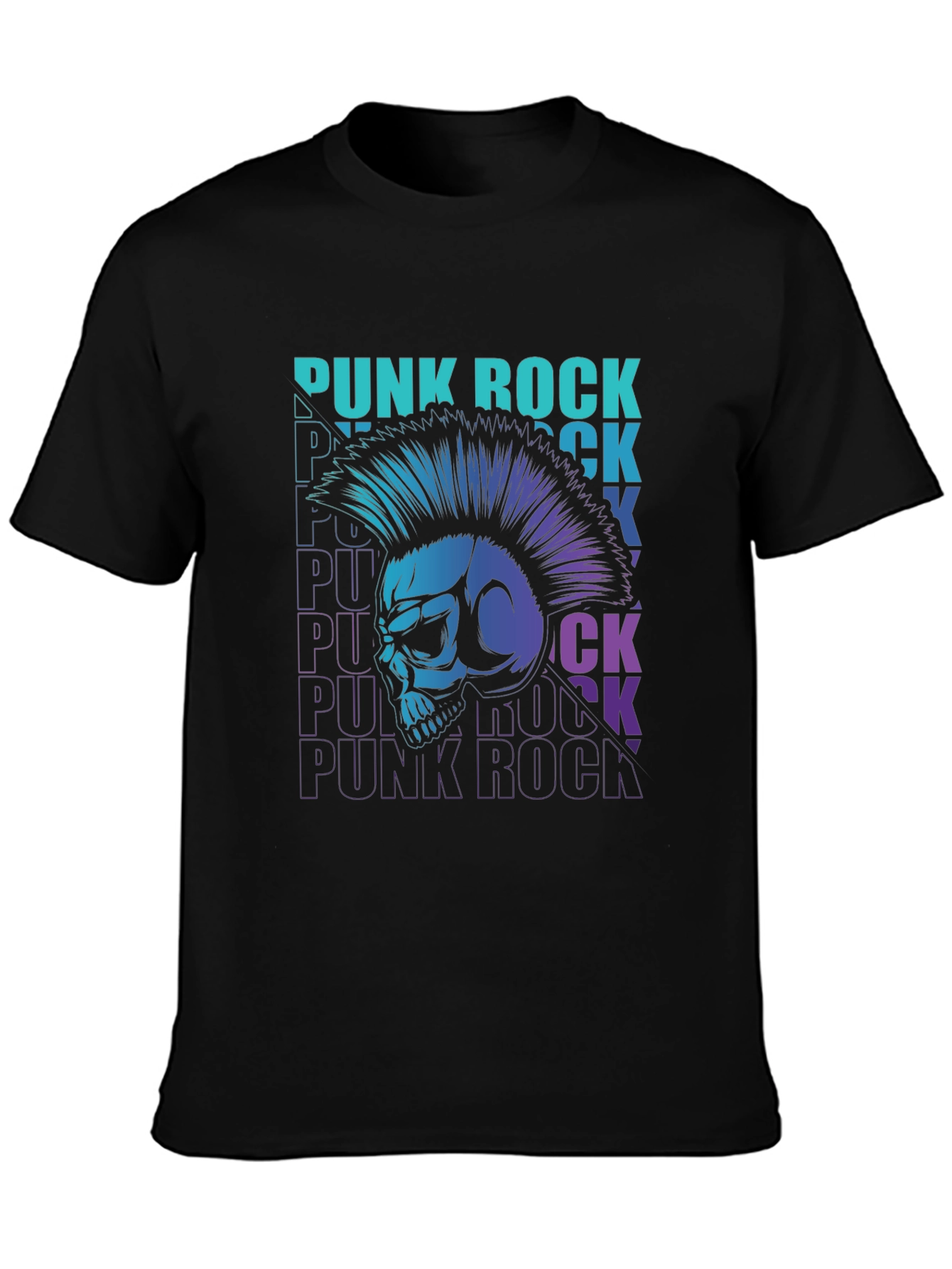 Punk Rock Skull Graphic Tee - Mens Black T-Shirt