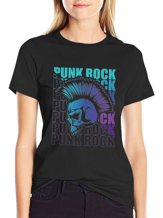 Punk Rock Skull Graphic Tee - Mens Black T-Shirt
