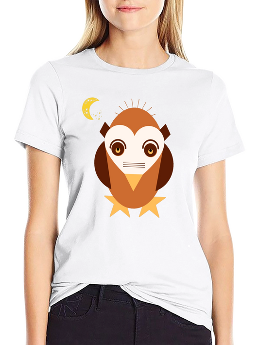 Geometric Owl Graphic Black T-Shirt