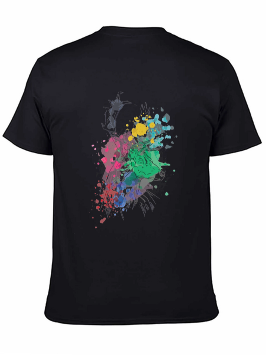 Abstract Splatter Graphic Black T-Shirt
