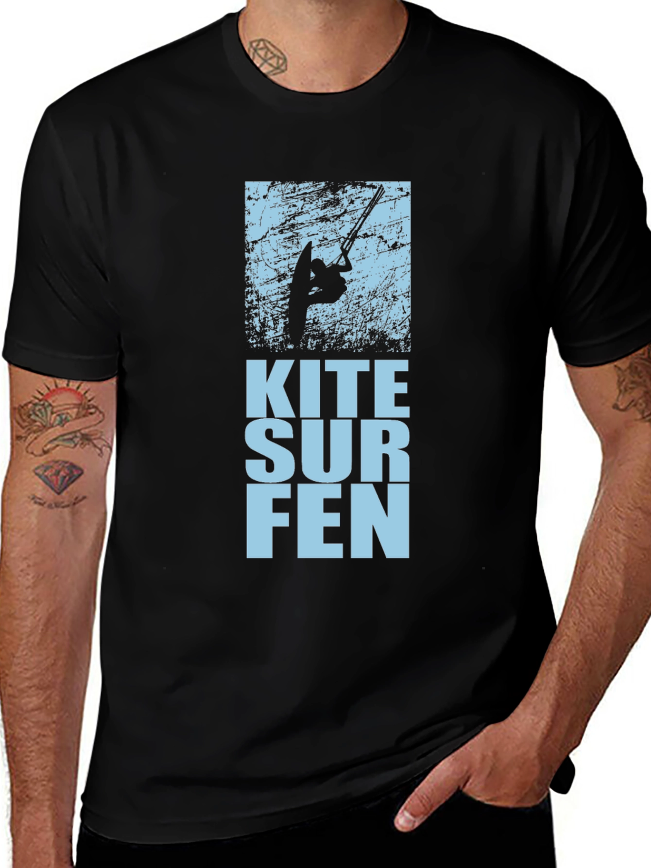 Kitesurfing Graphic T-Shirt - Stylish Black Tee