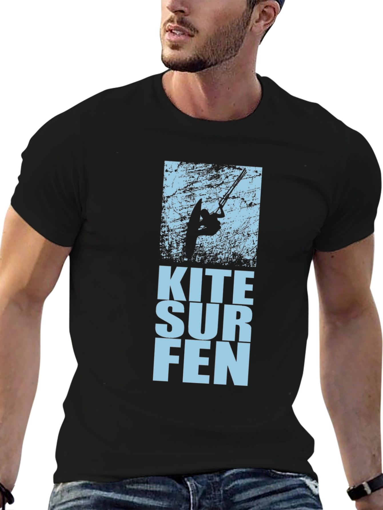 Kitesurfing Graphic T-Shirt - Stylish Black Tee