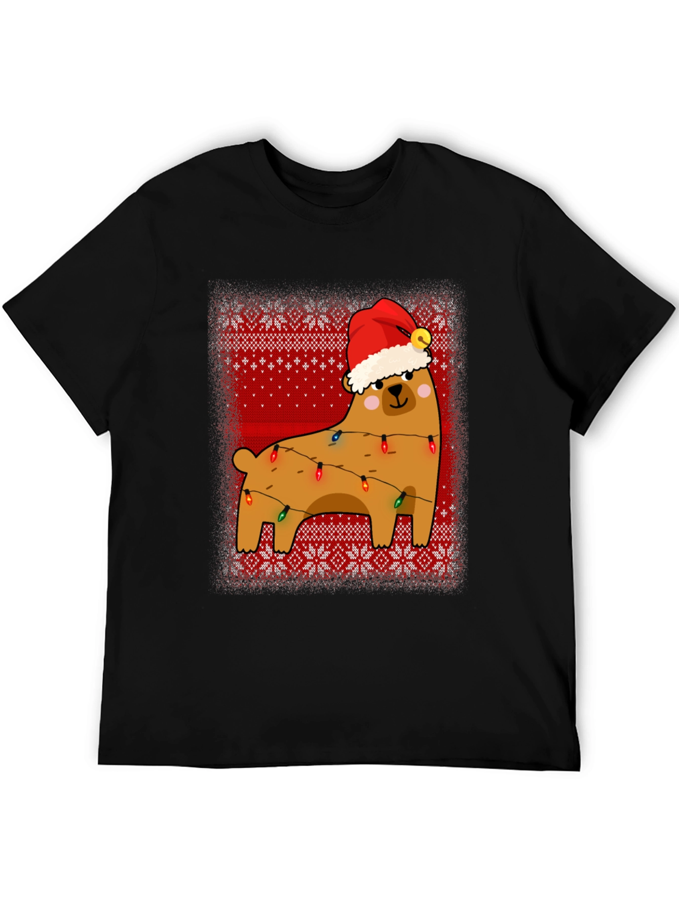 Bear Christmas Lights Sweater Pattern Graphic T-Shirt