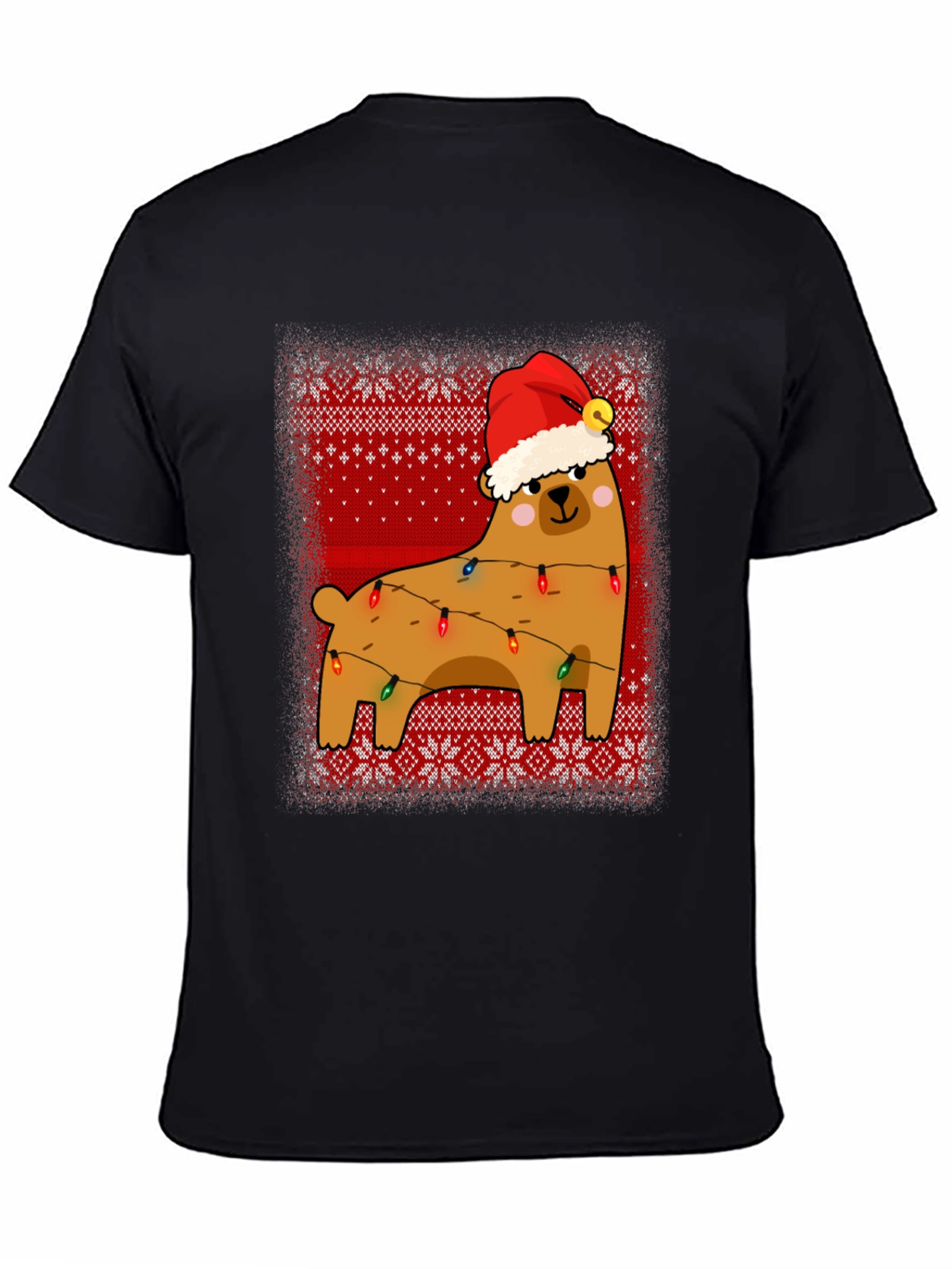 Bear Christmas Lights Sweater Pattern Graphic T-Shirt
