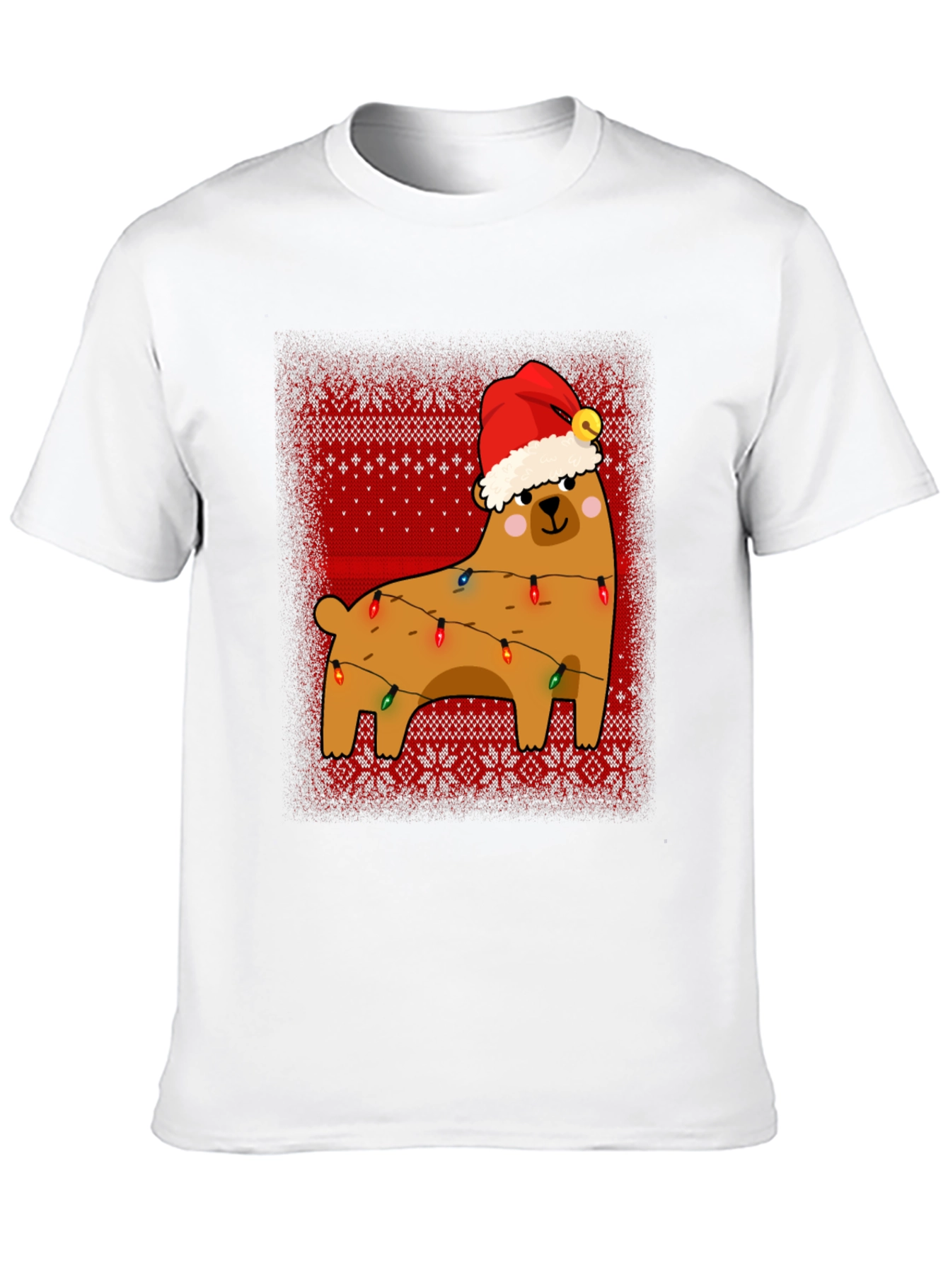 Bear Christmas Lights Sweater Pattern Graphic T-Shirt
