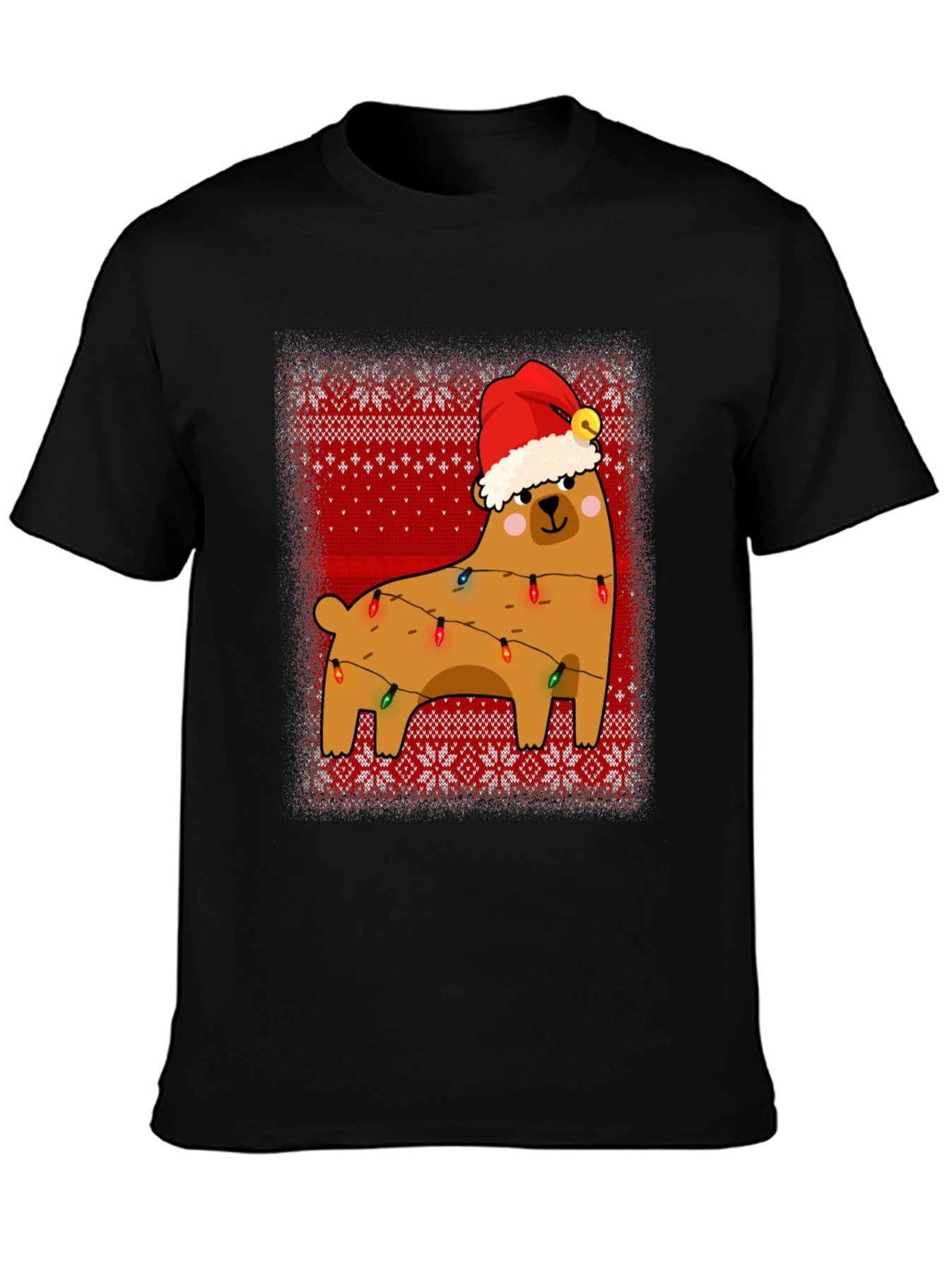 Bear Christmas Lights Sweater Pattern Graphic T-Shirt