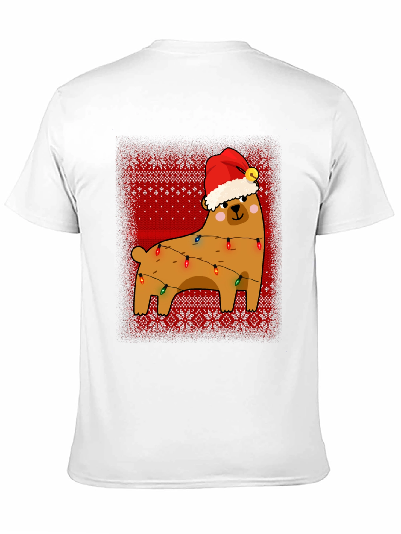 Bear Christmas Lights Sweater Pattern Graphic T-Shirt