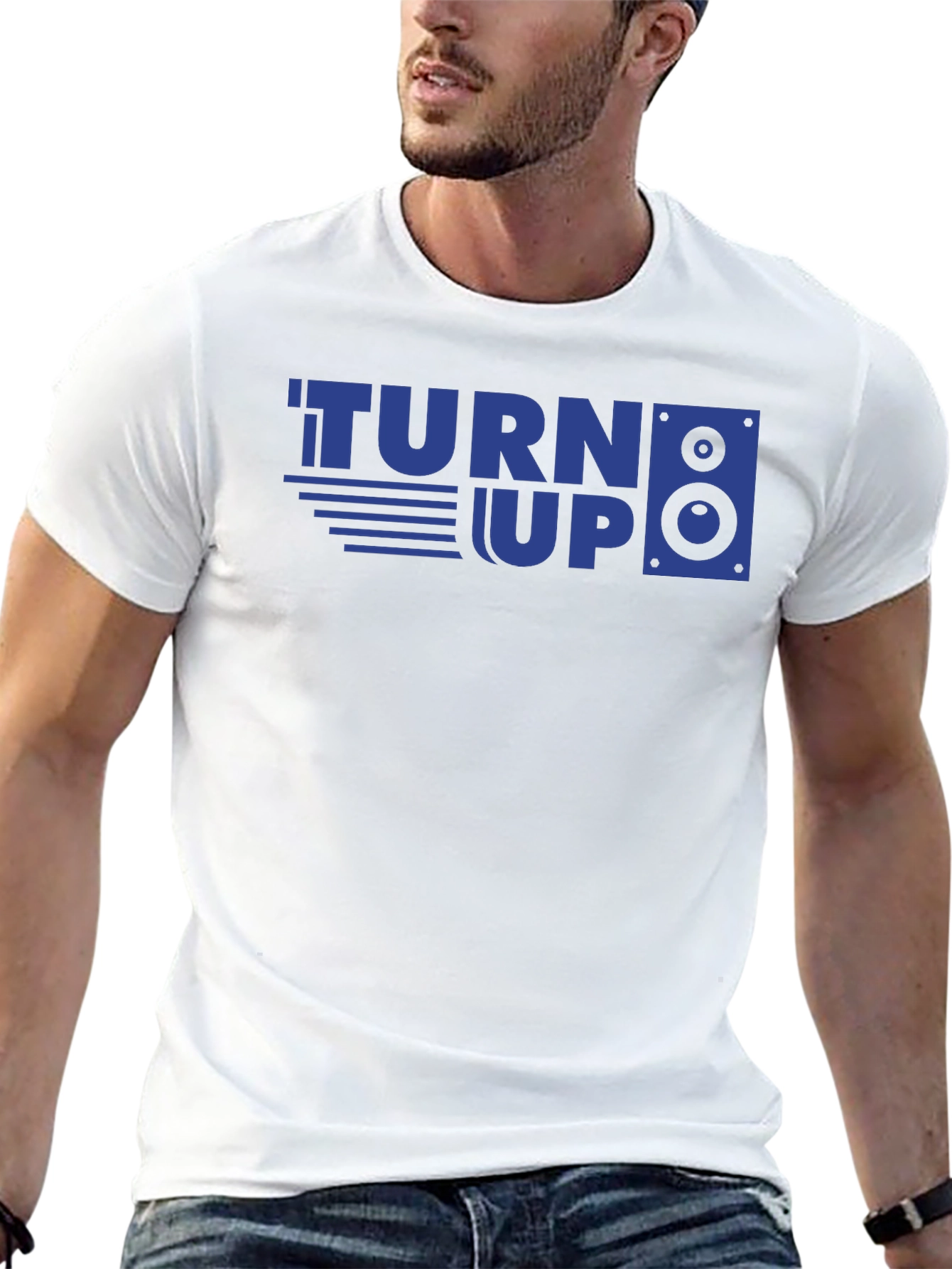 Turn Up Graphic Print Mens Black T-Shirt