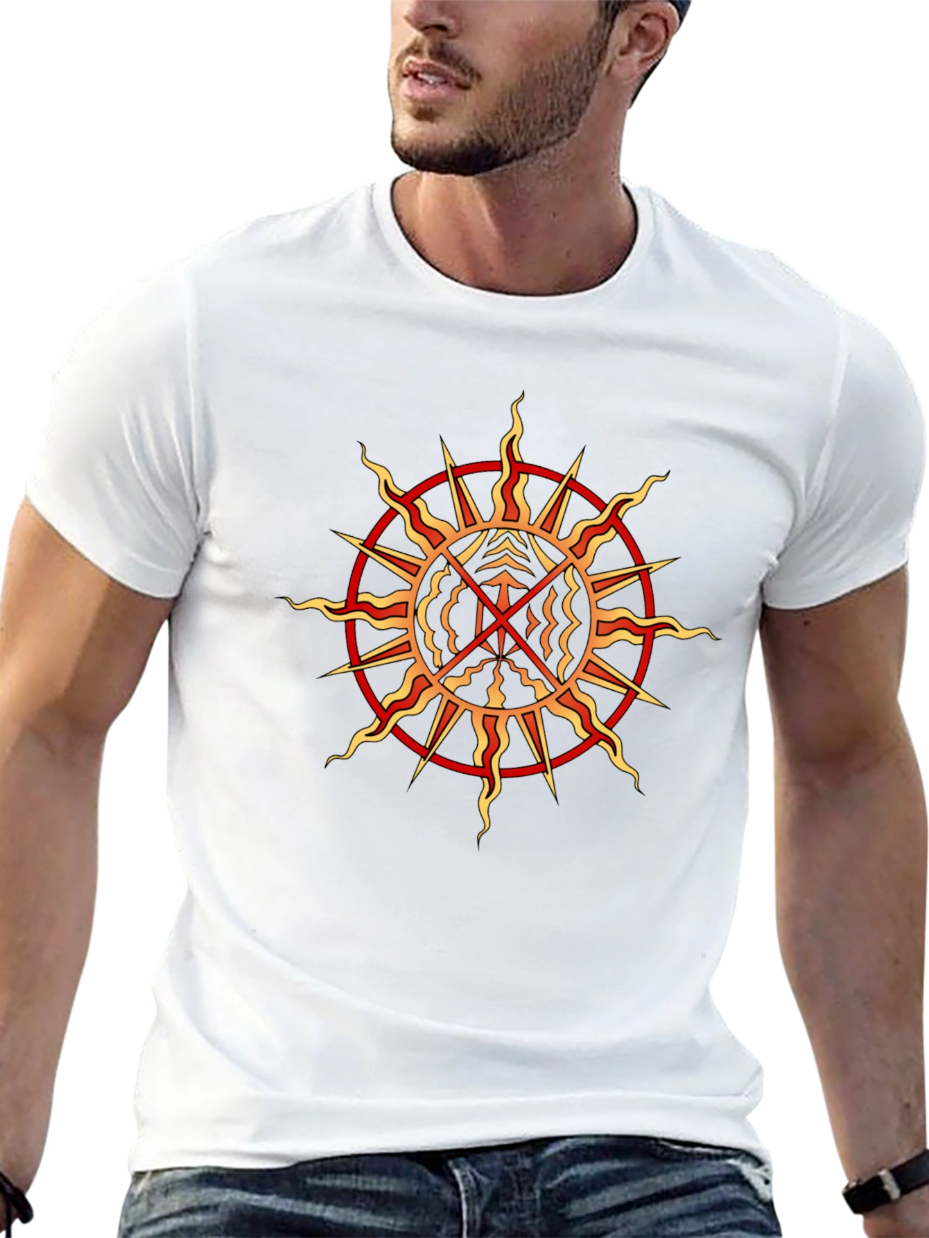 Mystic Sun Graphic Tee - Black Crew Neck T-Shirt