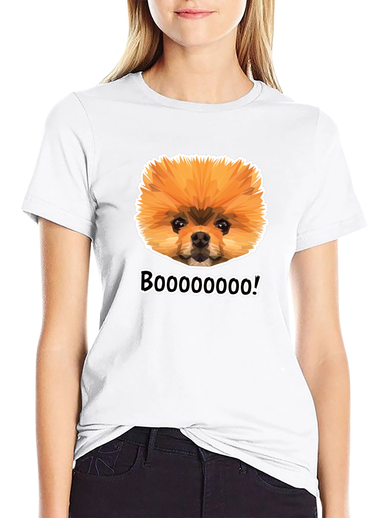Boo Pomeranian Graphic Tee - Black Cotton Shirt