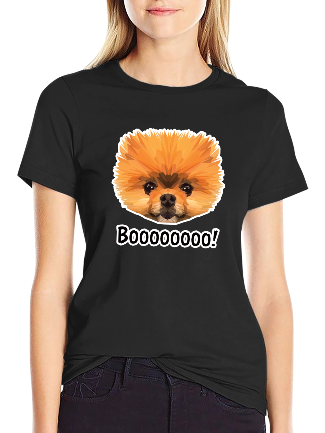 Boo Pomeranian Graphic Tee - Black Cotton Shirt
