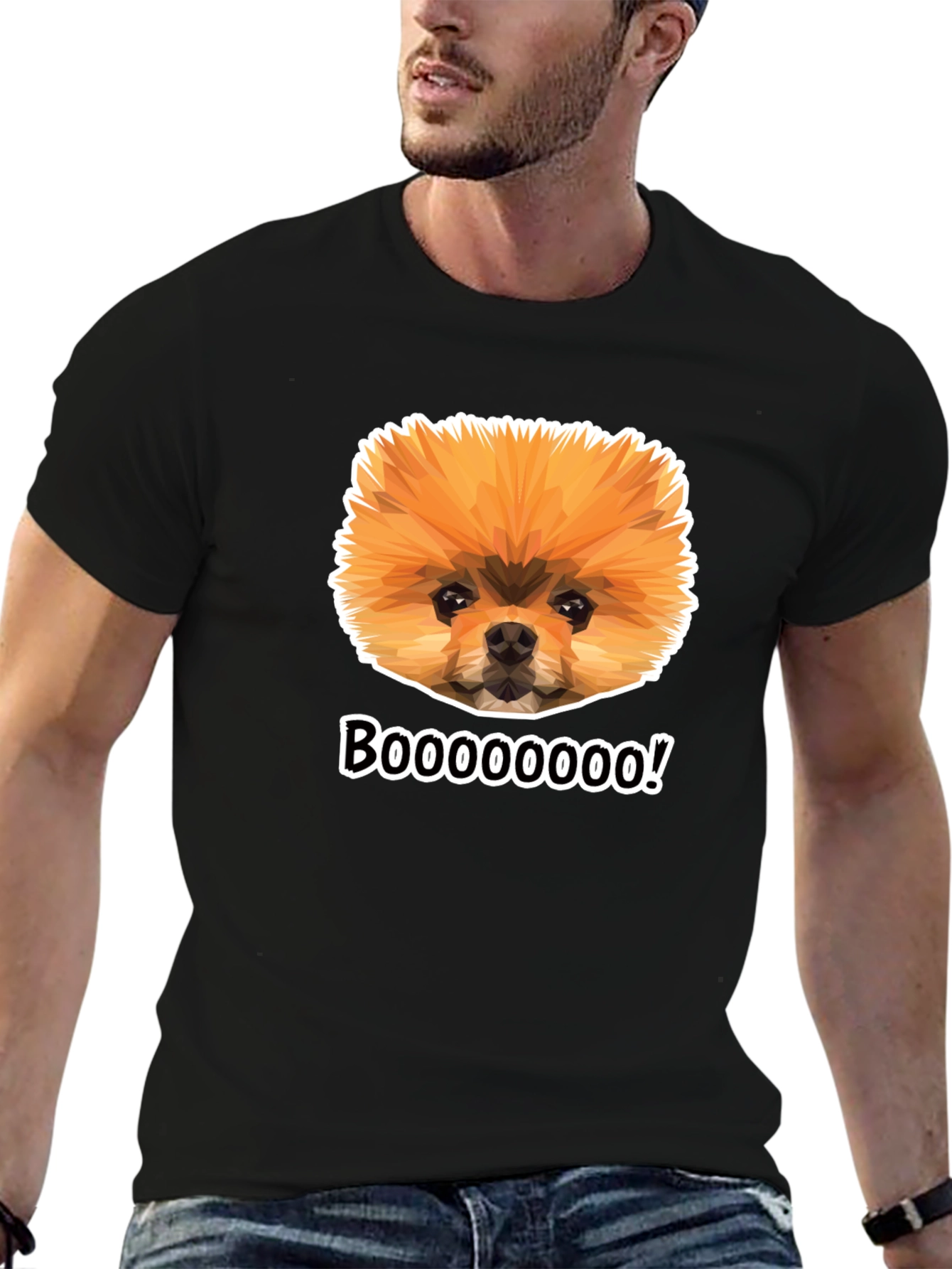 Boo Pomeranian Graphic Tee - Black Cotton Shirt