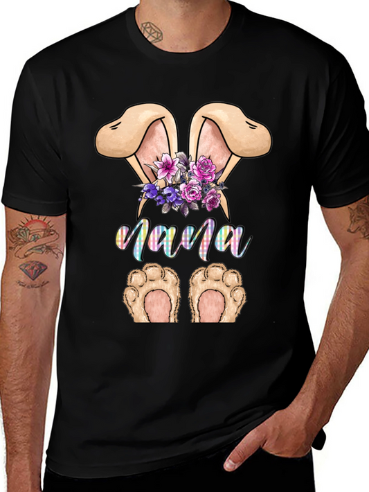 Nana Easter Bunny T-Shirt - Cute Floral Bunny Ears Tee