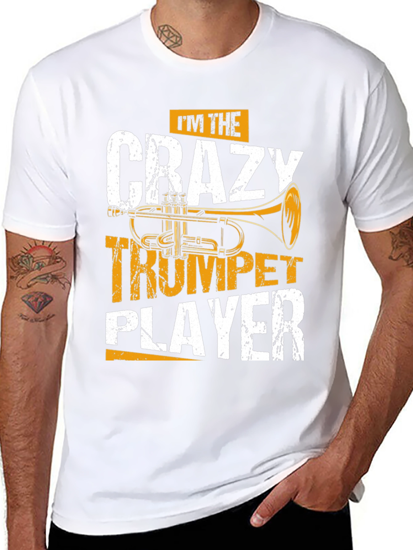 Crazy Trumpet Player Graphic Tee - Music Lover T-Shirt