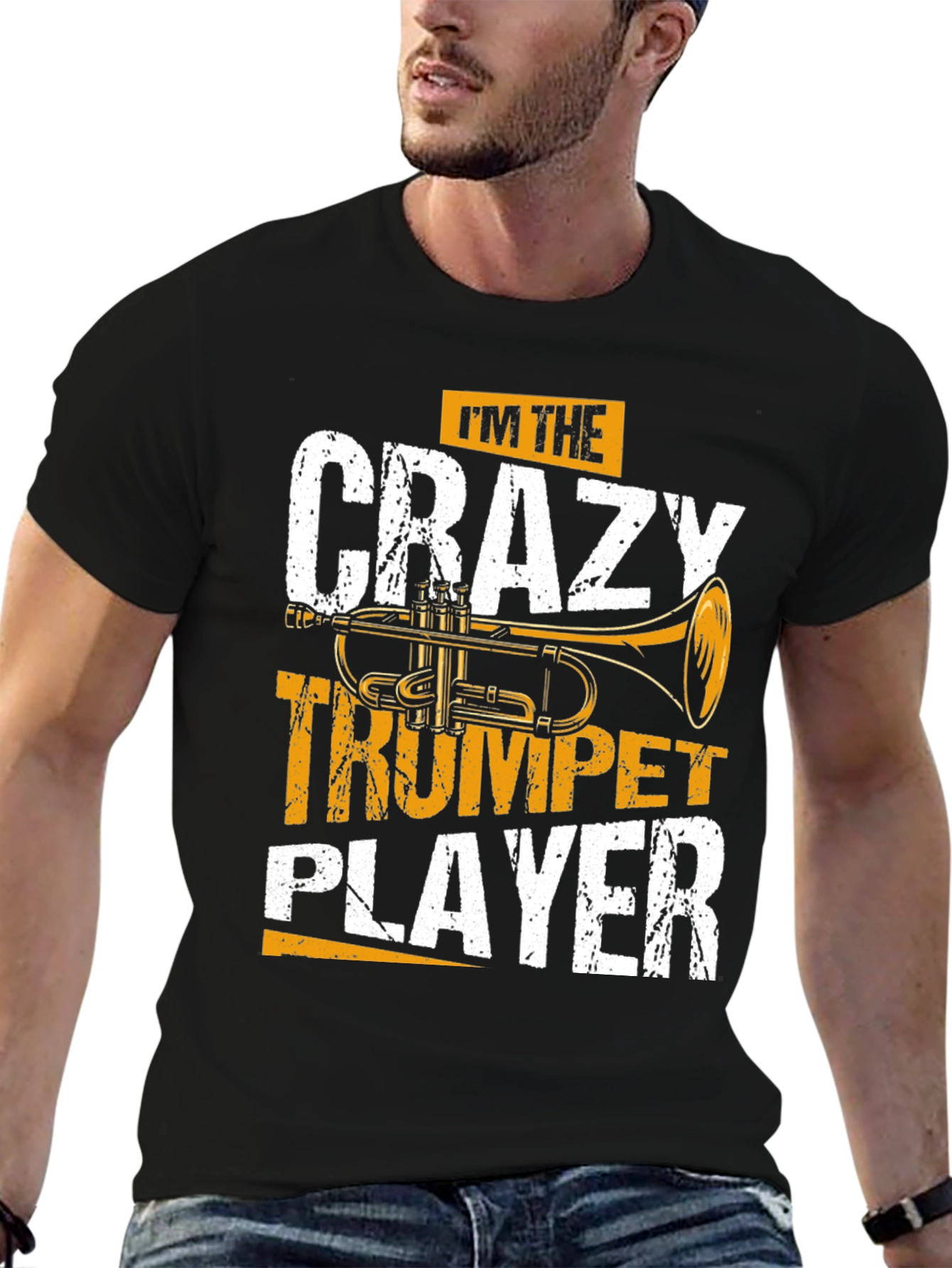 Crazy Trumpet Player Graphic Tee - Music Lover T-Shirt