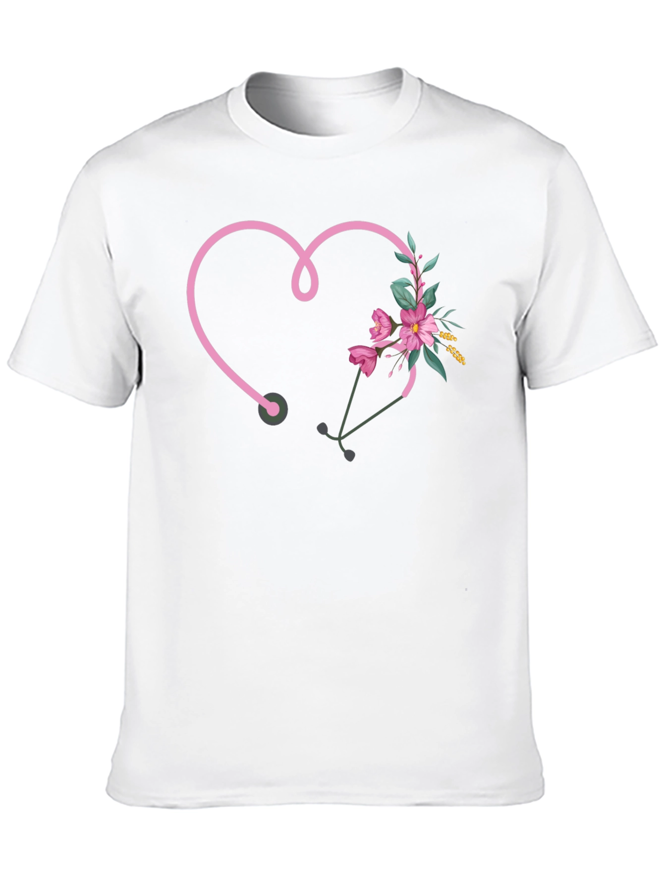 Floral Stethoscope Heart T-Shirt