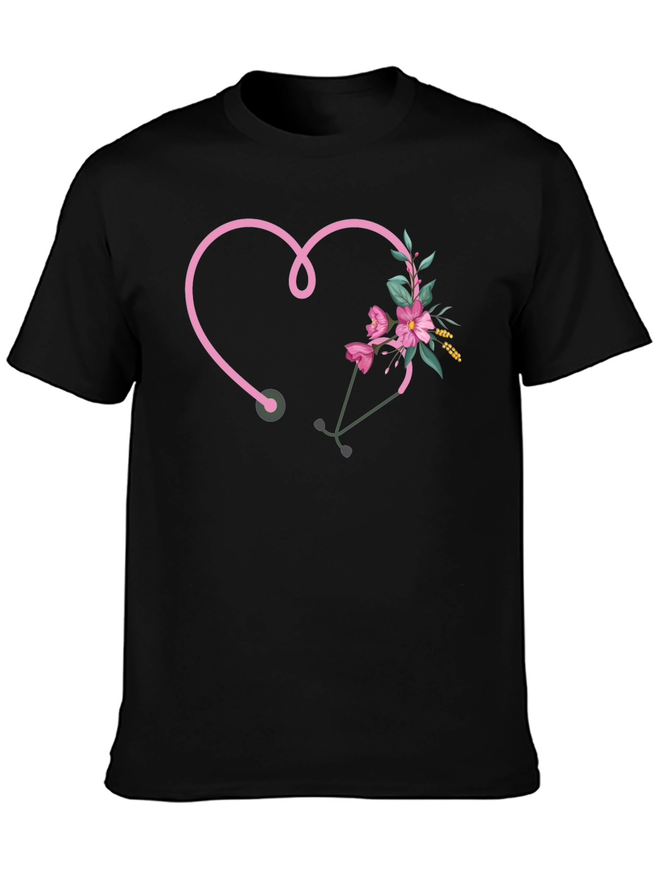 Floral Stethoscope Heart T-Shirt