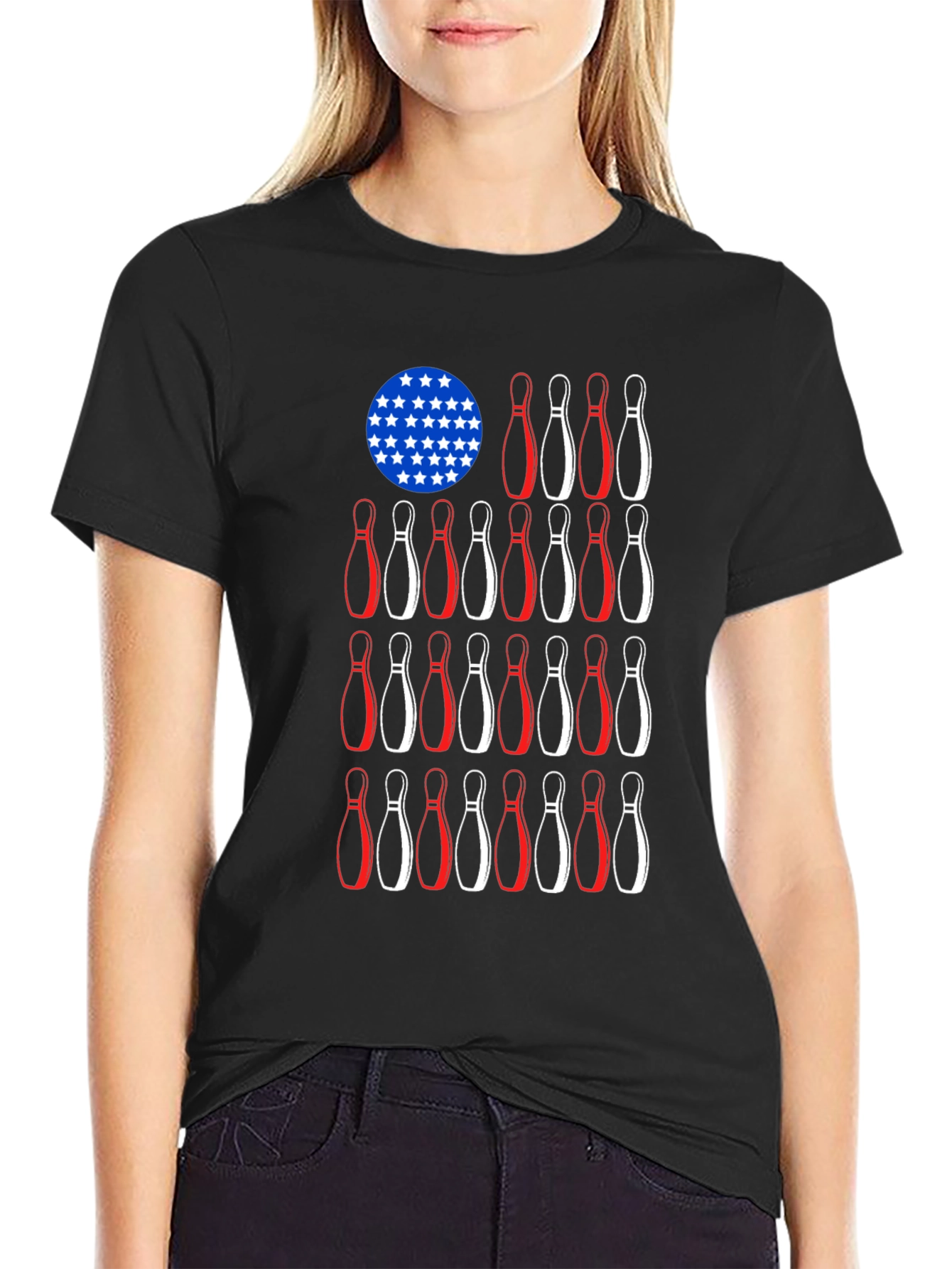 Bowling Pin American Flag T-Shirt