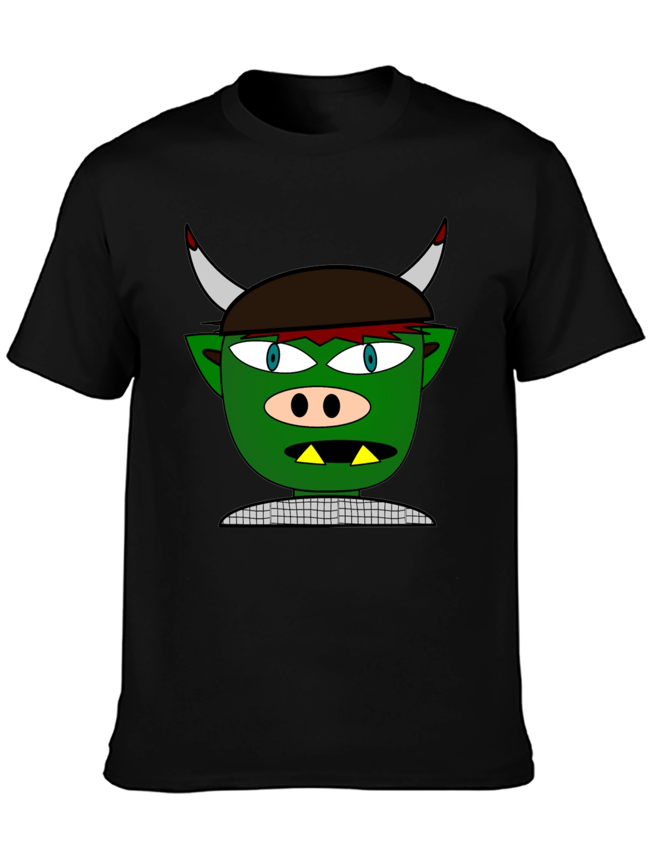 Cartoon Troll Graphic Tee - Black Cotton T-Shirt