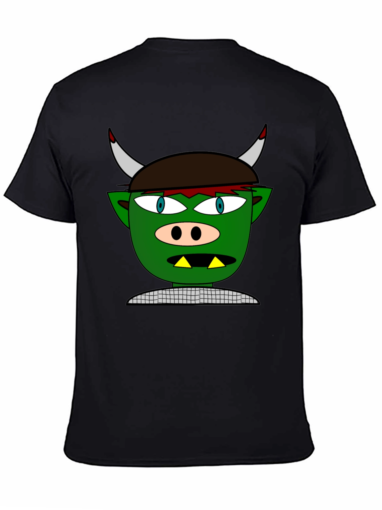 Cartoon Troll Graphic Tee - Black Cotton T-Shirt