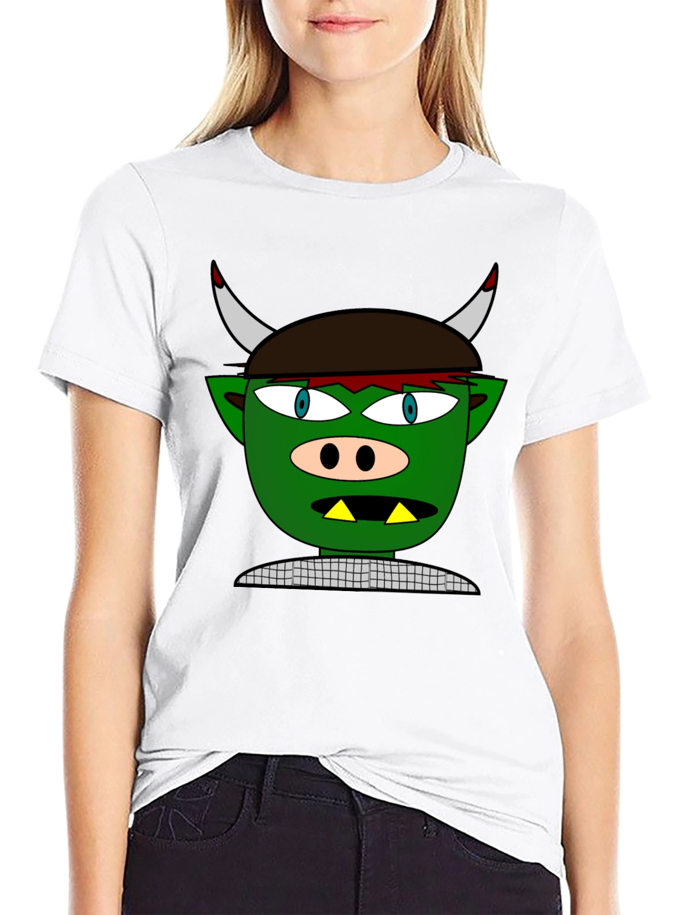 Cartoon Troll Graphic Tee - Black Cotton T-Shirt