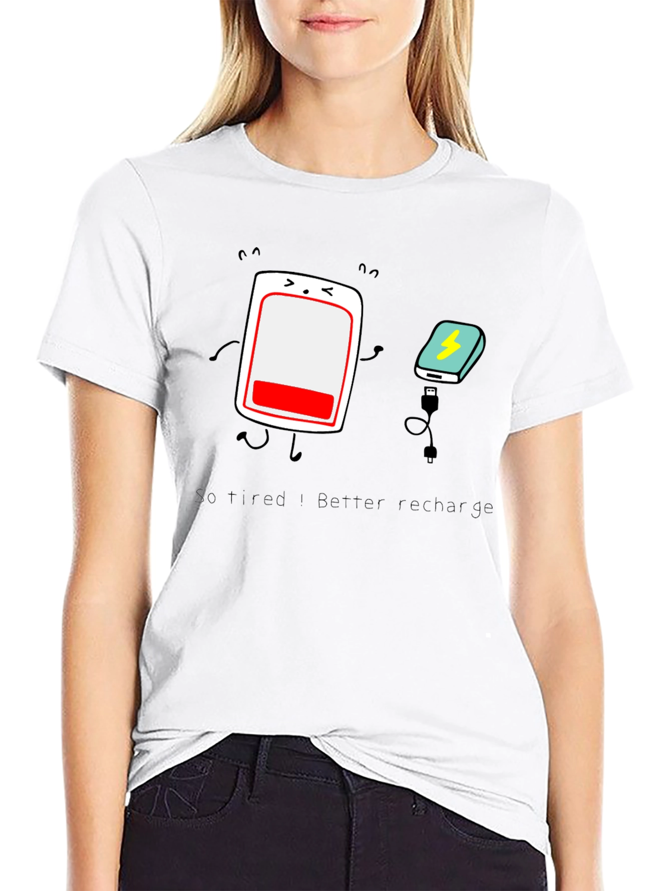 Tired Battery Recharge Graphic T-Shirt - Unisex