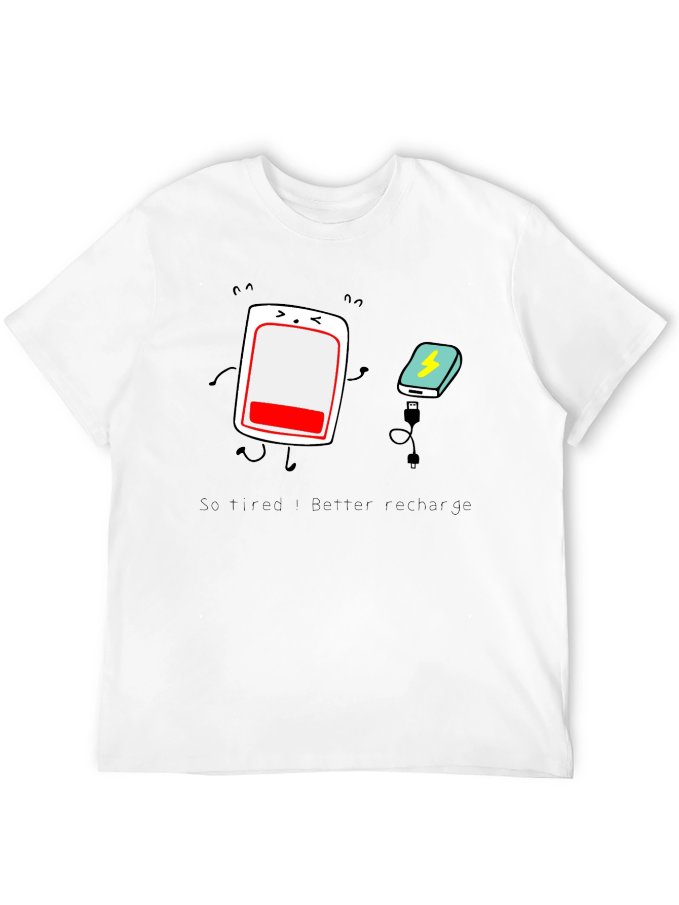Tired Battery Recharge Graphic T-Shirt - Unisex