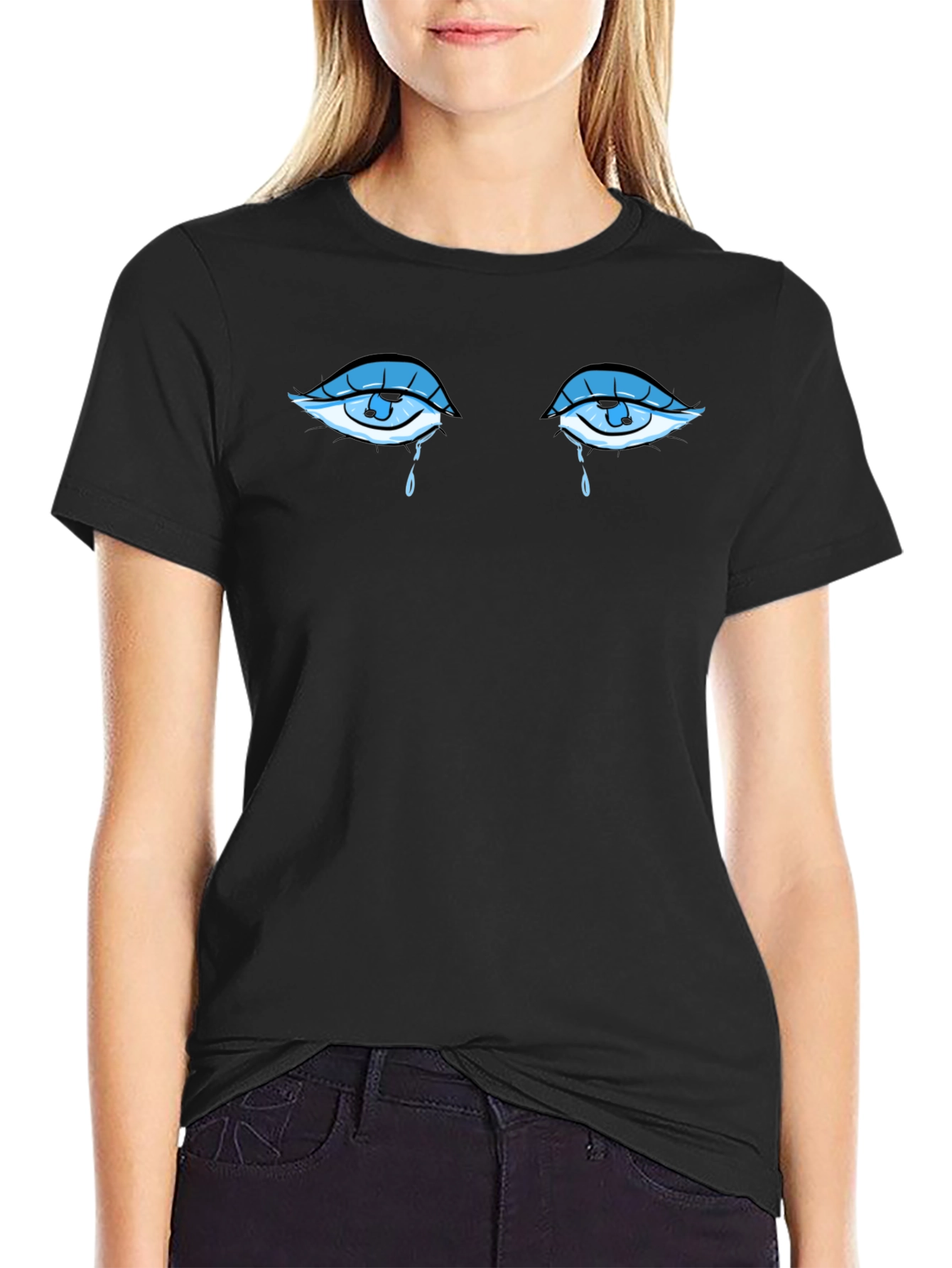 Crying Eyes Graphic Tee - Stylish Comfort