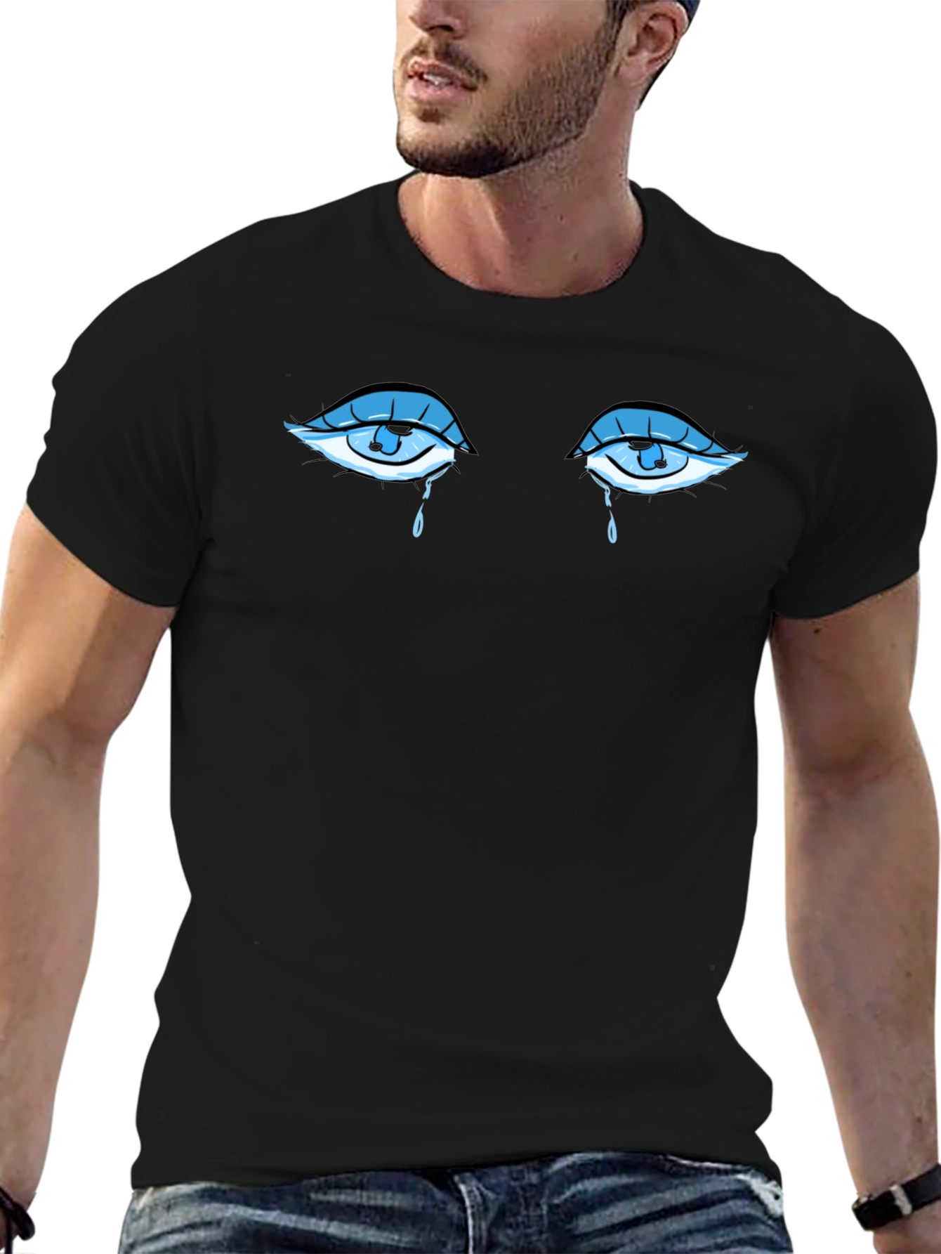 Crying Eyes Graphic Tee - Stylish Comfort