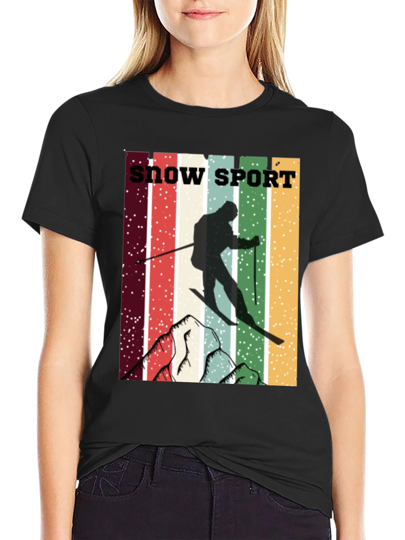 Retro Snow Sport T-Shirt - Skiing Adventure Tee