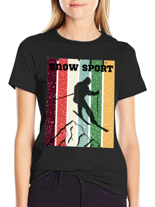 Retro Snow Sport T-Shirt - Skiing Adventure Tee